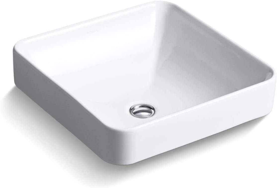 Vox® Ceramic Square Vessel Bathroom Sink with Overflow