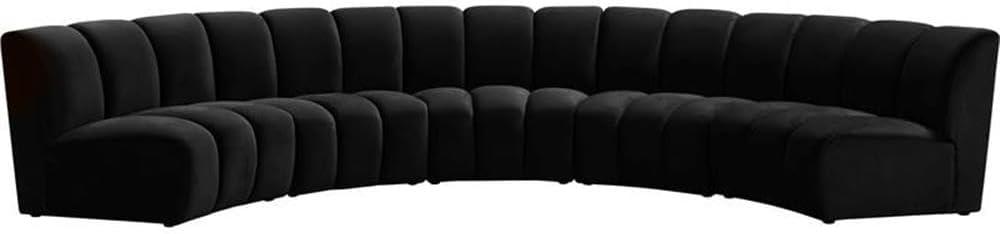 Meridian Furniture Infinity Black Velvet 5pc. Modular Sectional