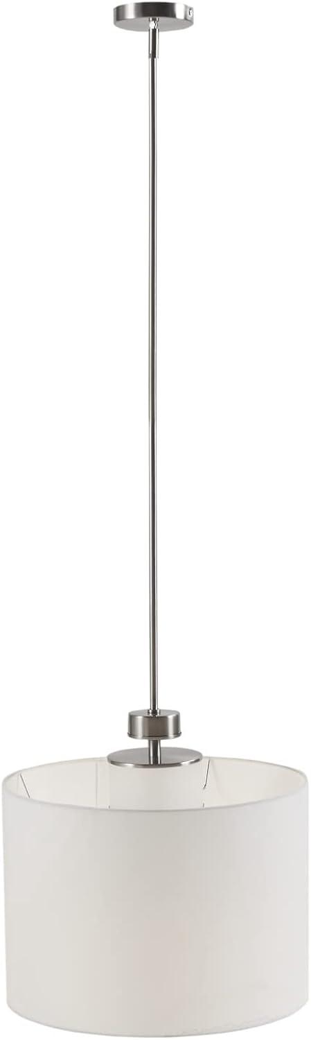 Urban Sophisticate White Linen & Glass LED Drum Pendant