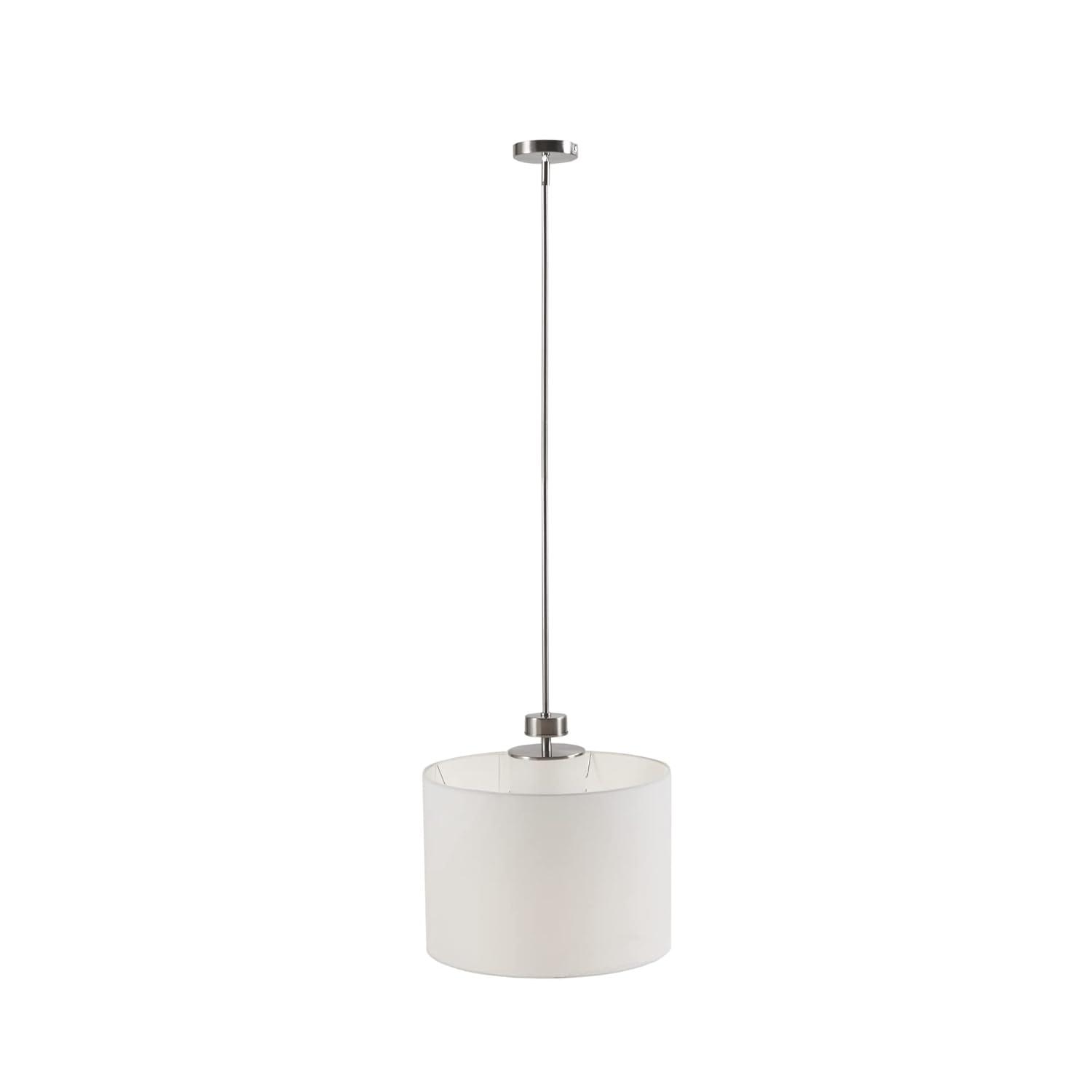 Urban Sophisticate White Linen & Glass LED Drum Pendant