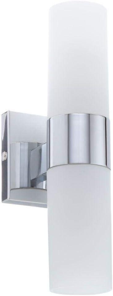 HTYSUPPLY 6212-77 2 Light Wall Sconce in Contemporary Style - 13.5 inches tall by 4.5 inches wide, Chrome Finish with Etched Opal Glass