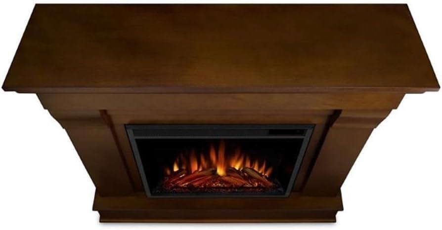 Espresso Solid Wood Electric Fireplace Mantel with Adjustable LED Flame