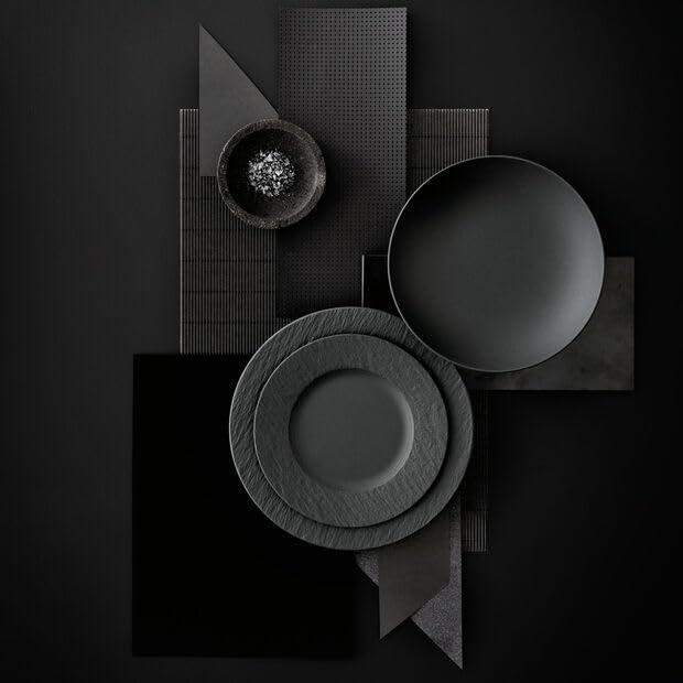 Black Porcelain 12-Piece Round Dinnerware Set