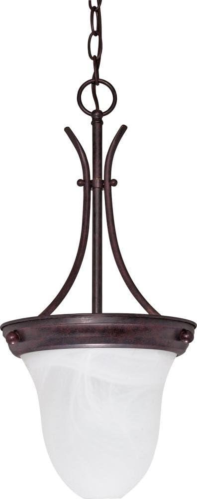 Old Bronze 1-Light Pendant with Marbled Glass Shade