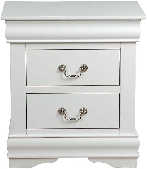 Canora Grey Esa Nightstand In Traditional Design With Two Drawers And Brushed Nickel Metal Handle | Wayfair