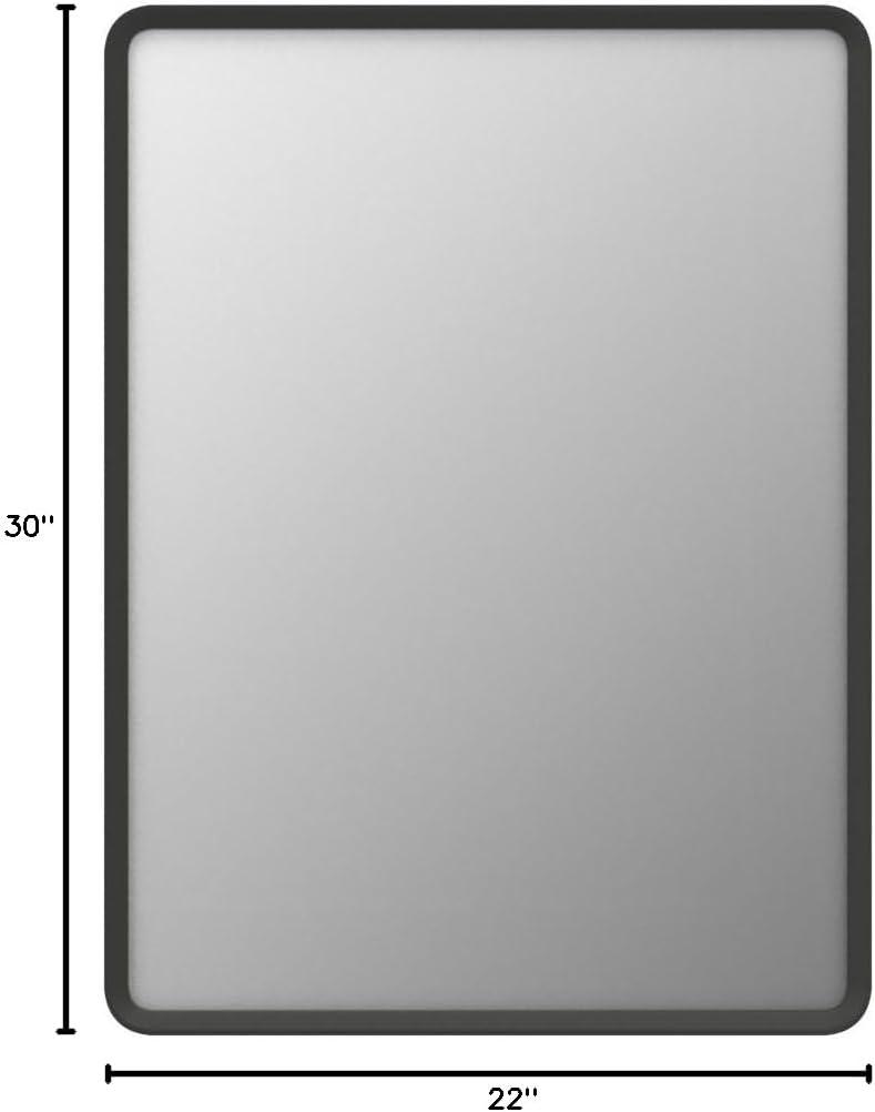 Matte Black Rectangular Aluminum Framed Bathroom Mirror, 30" x 22"