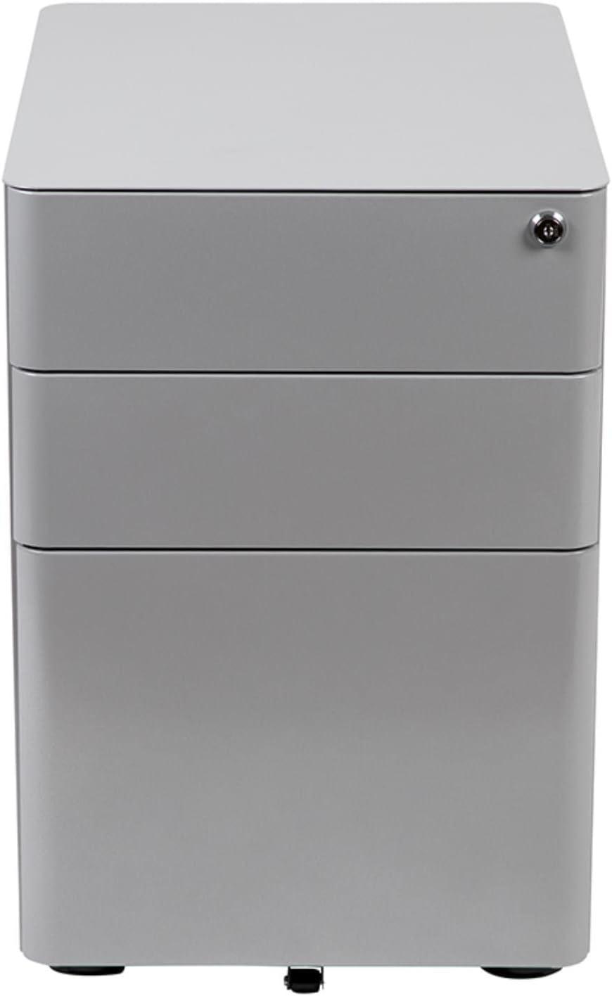 Flash Furniture Modern 3-Drawer Mobile Locking Filing Cabinet with Anti-Tilt Mechanism and Hanging Drawer for Legal & Letter Files