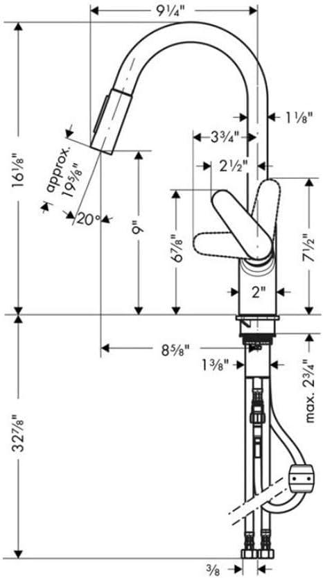 Focus HighArc 16'' Chrome Brass Pull-Out Kitchen Faucet