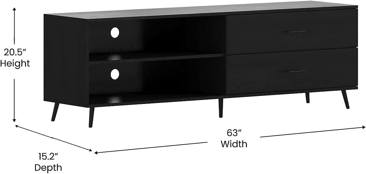 Flash Furniture Nelson 65" Mid Century Modern TV Stand for up to 60" TV's with Adjustable Shelf and Storage Drawers