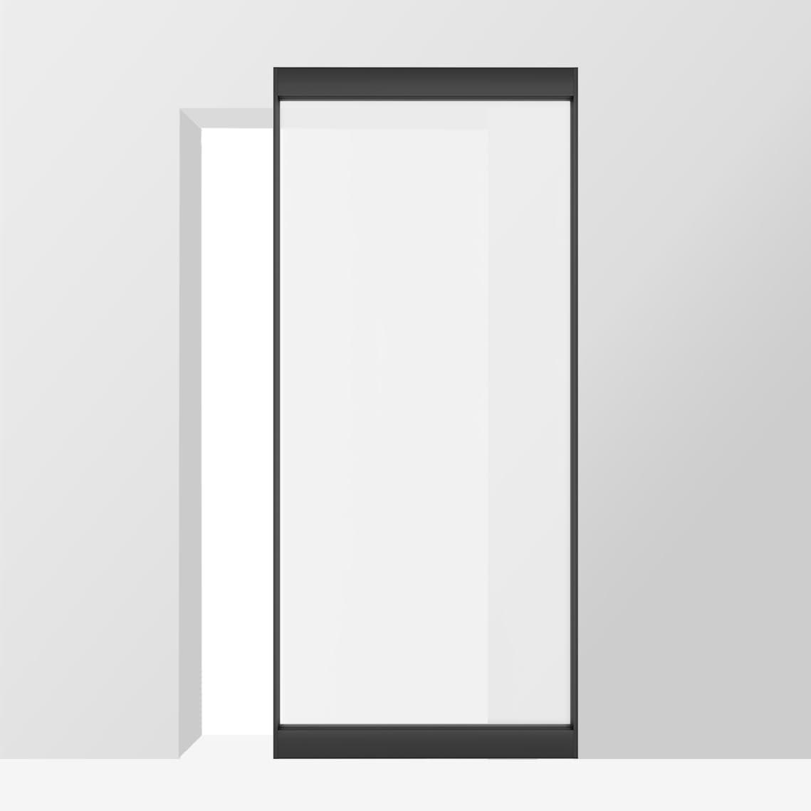 Calhome 40 in. x 84 in. Full Lite Frost Glass Steel Frame Sliding Door with Hardware Kit Hidden Track System