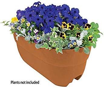 Bloomers Railing Planter with Drainage Holes – 24" Weatherproof Resin Planter - Terracotta