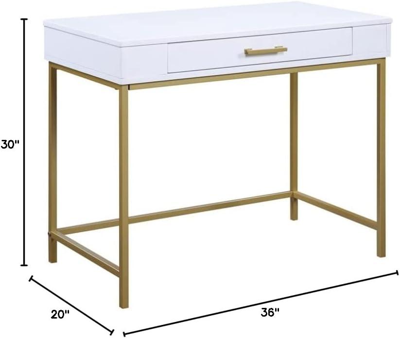 OSP Home Furnishings Modern Life Engineered Wood Desk w/ Metal Legs in White
