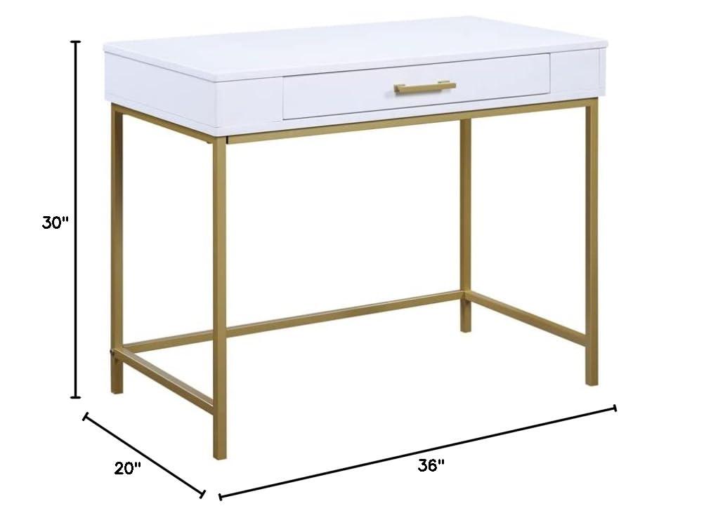OSP Home Furnishings Modern Life Engineered Wood Desk w/ Metal Legs in White