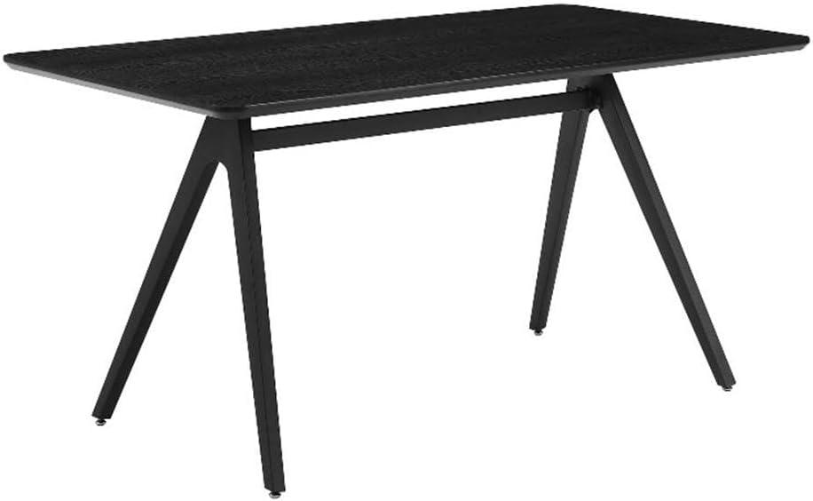 Black Wood and Metal Industrial Dining Table, 60 Inch