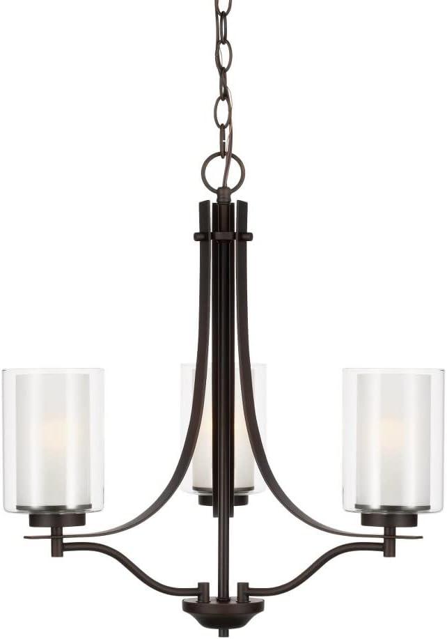 Elmwood Park Brushed Nickel 3-Light Chandelier with Satin Etched Glass