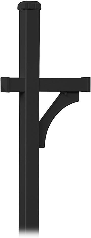 Black Aluminum In-Ground Mounted Mailbox Post with Arm