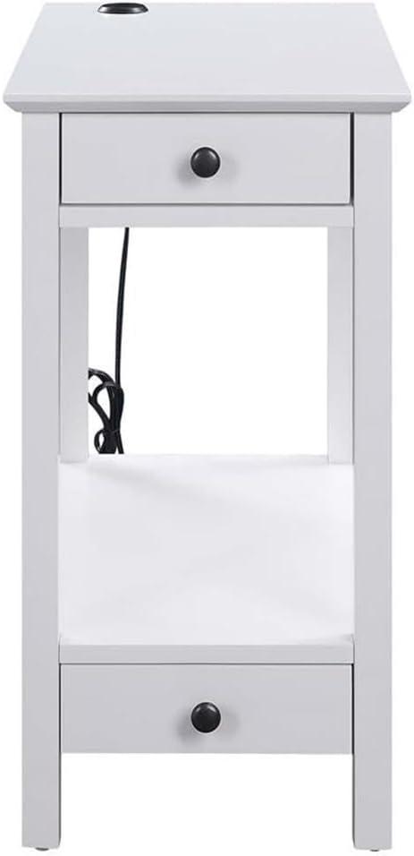 Byzad Side Table with USB Charging Dock Teal - Acme Furniture: Modern Storage, Drawer, Shelves, MDF Wood