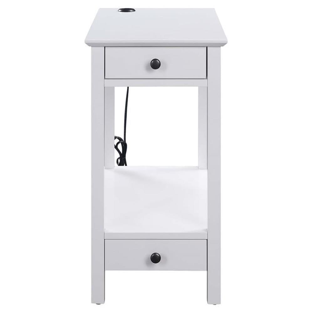 Byzad Side Table with USB Charging Dock Teal - Acme Furniture: Modern Storage, Drawer, Shelves, MDF Wood