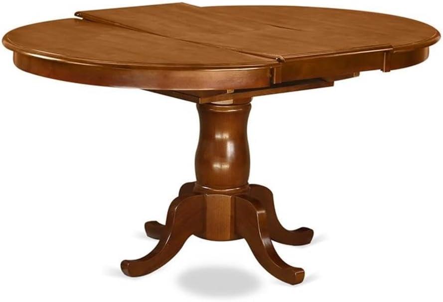 East West Furniture Portland Wood Butterfly Leaf Dining Table in Saddle Brown