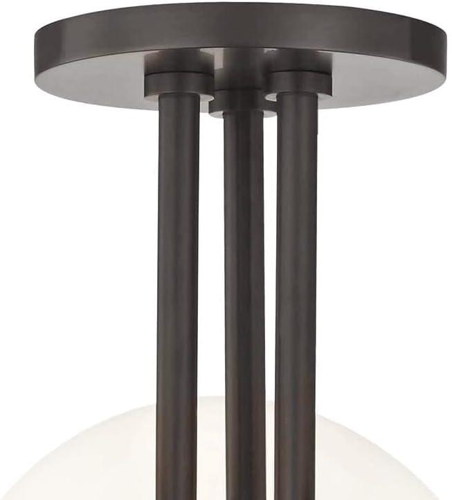 Mitzi Stella 3 - Light Semi-Flush Mount in  Old Bronze White Shade