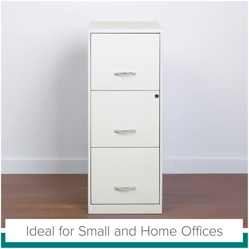 Pearl White 3-Drawer Lockable Vertical File Cabinet