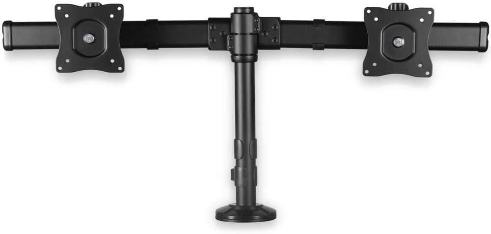 Black Dual Monitor Desk Mount with Adjustable Arms