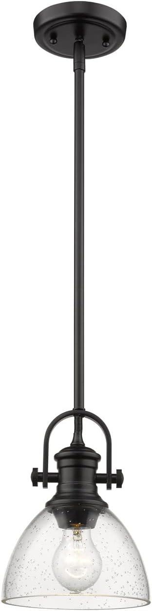 Golden Lighting Hines 1-Light Mini Pendant in Brushed Champagne Bronze with Seeded Glass