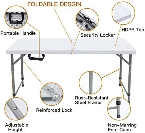 Peakform Multipurpose Banquet Fold-In-Half Table Lightweight Durable Desk with Secure Base for Indoor and Outdoor Events, 4 Foot, White