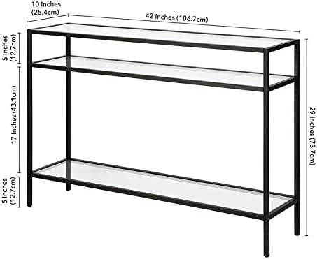 Evelyn&Zoe Siviline 42" Wide Rectangular Console Table, Blackened Bronze