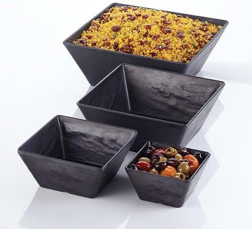 Black Ceramic Square Serving Bowl, 5 Inch
