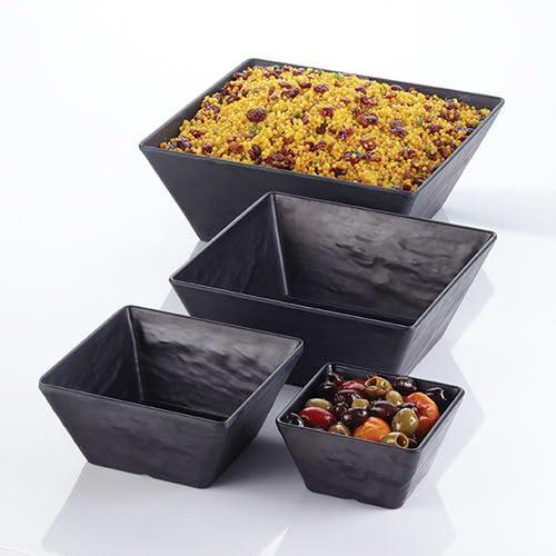 Black Ceramic Square Serving Bowl, 5 Inch