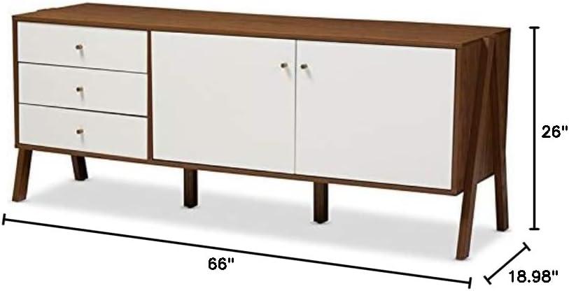 Harlow Mid-century Modern Scandinavian Style Wood Sideboard Storage Cabinet - Walnut/White - Baxton Studio