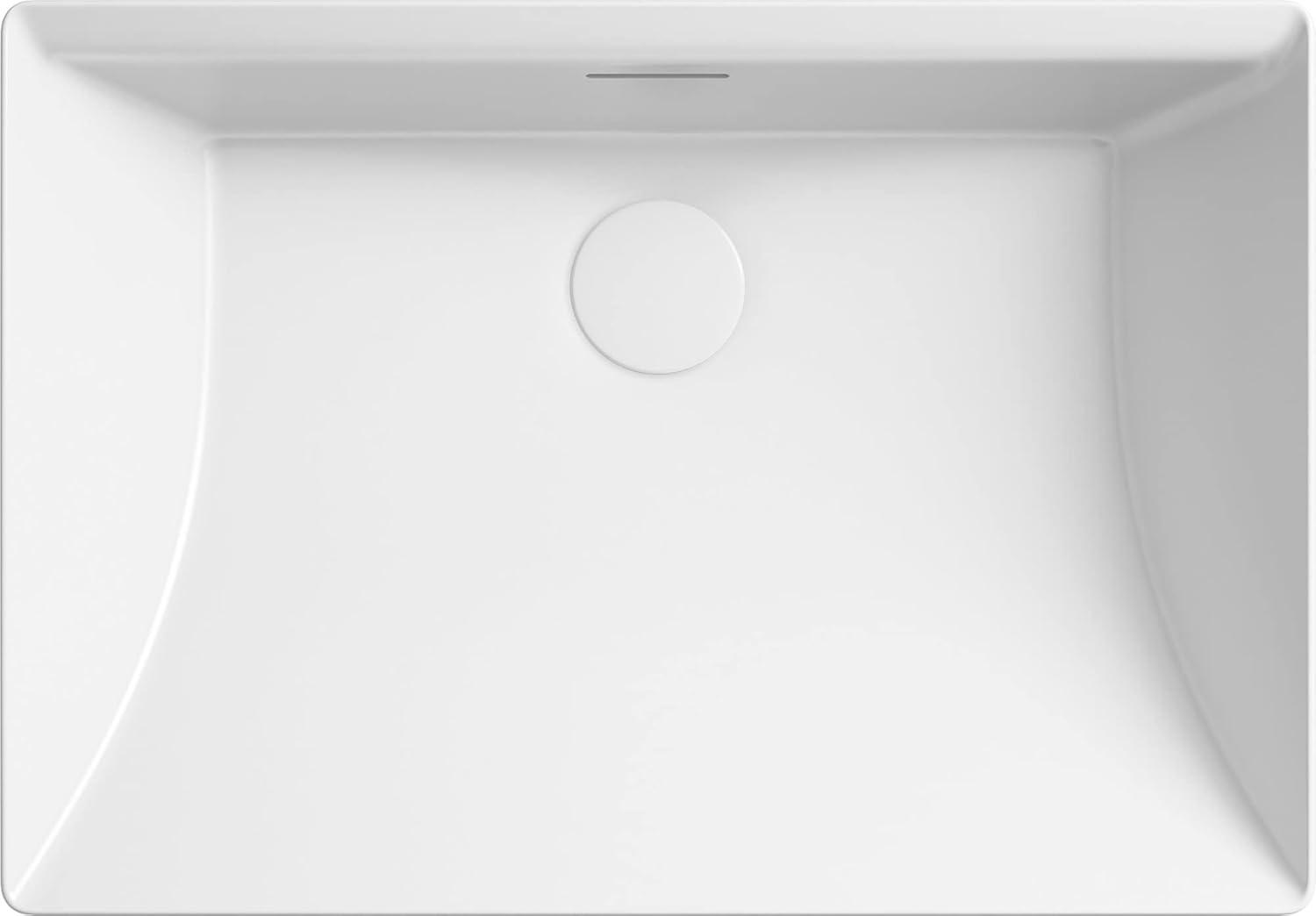 White Rectangular Ceramic Vessel Bathroom Sink