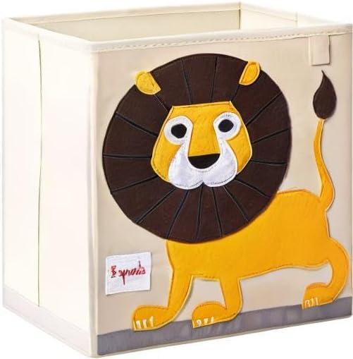 3 Sprouts Children's Foldable Fabric Storage Cube Soft Toy Bin Basket, Lion