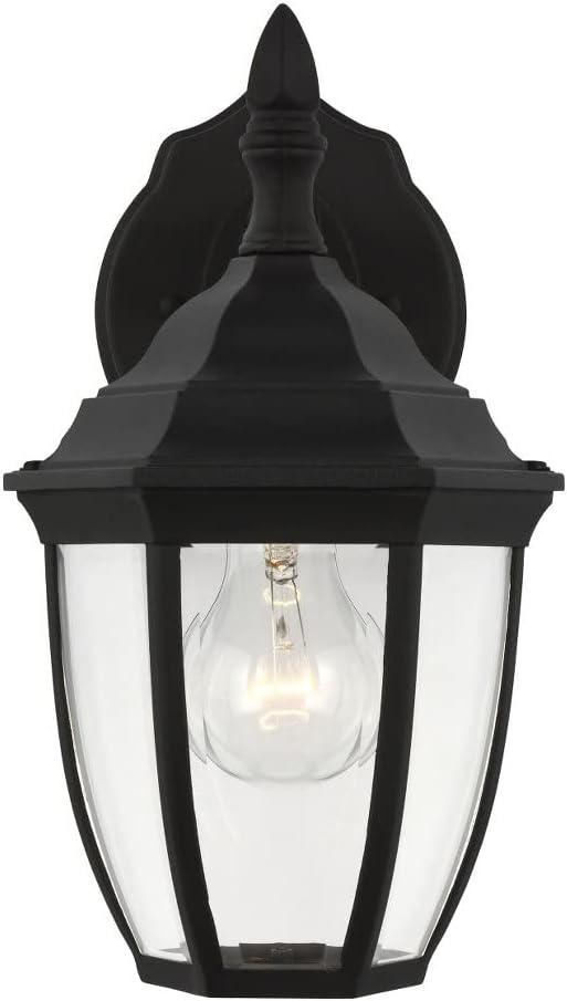 Bakersville 11'' Black Steel Outdoor Lantern Sconce with Clear Beveled Glass