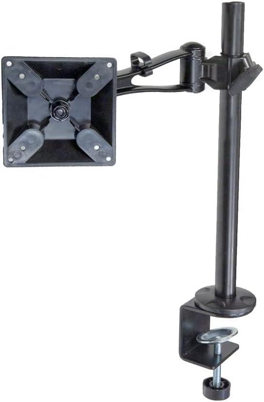 Premium Aluminum Single Monitor Stand, Swivel VESA Mount with C Clamp for Computer Screens