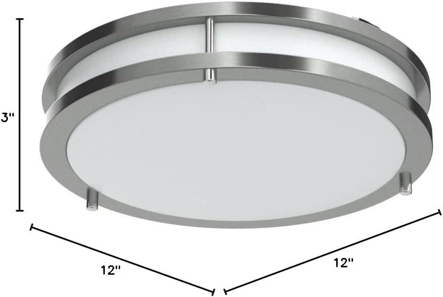 LB72118 LED Flush Mount Ceiling Light, 12 inch, 15W (150W Equivalent) Dimmable 1200lm, 3000K Warm White, Brushed Nickel Round Lighting Fixture for Kitchen, Hallway, Bathroom, Stairwell