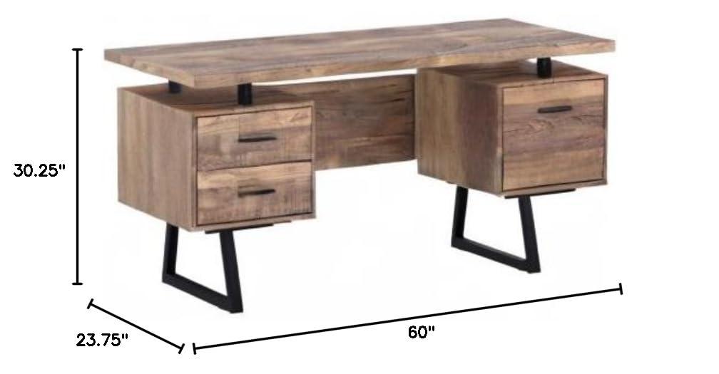 Monarch Specialties Computer Desk, Home Office, Laptop, Left, Right Set-Up, Storage Drawers, 60"L, Metal, Laminate