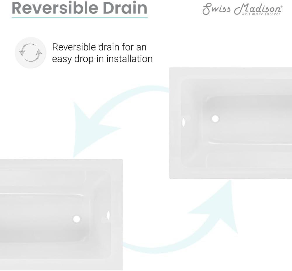 Voltaire 48" X 30" Reversible Drain Drop-In Bathtub