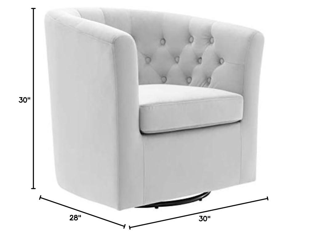 Modway Prospect Tufted Performance Velvet Swivel Armchair in Light Gray
