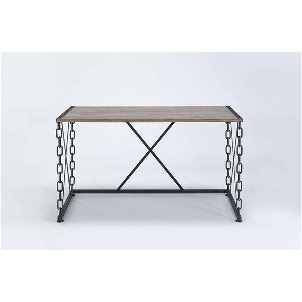 Acme Furniture 48" Jodie Console Table Rustic Oak and Antique Black Finish: Melamine Veneer, Metal Frame, Spot Clean
