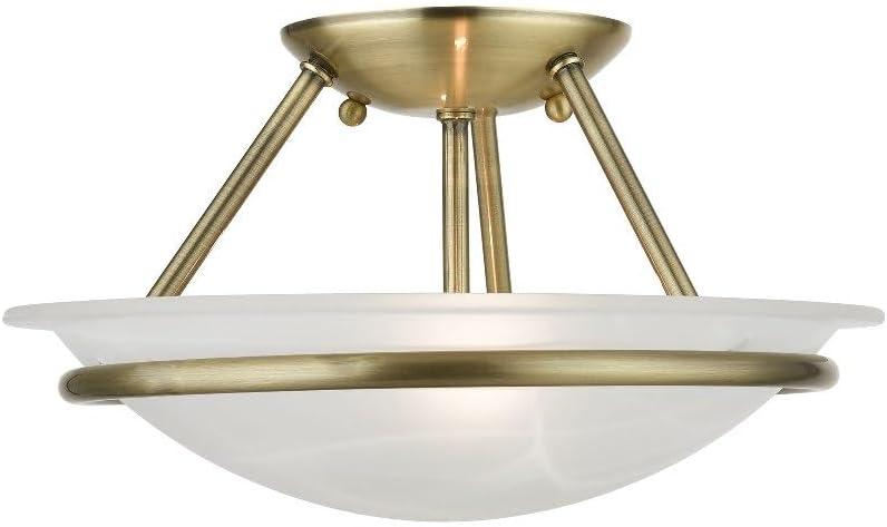 Livex Lighting Newburgh 2 - Light Semi-Flush Mount in Antique Brass