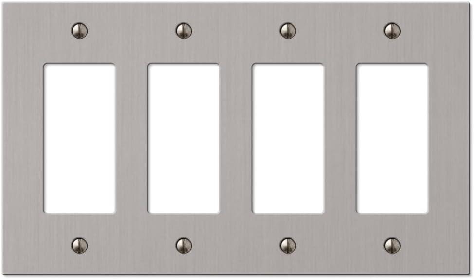 Amerelle 55R4BN Elan Wallplate, 4 Rocker, Cast Metal, Brushed Nickel, 1-Pack