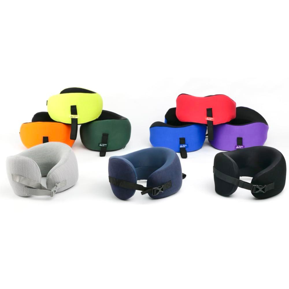 C CUSHION LAB Travel Pillow, Award-Winning Patented Ergonomic Design for Chin & Neck Support Memory Foam Neck Pillow, Compact Airplane Pillow for Traveling, Flight, Car (Navy, Medium)