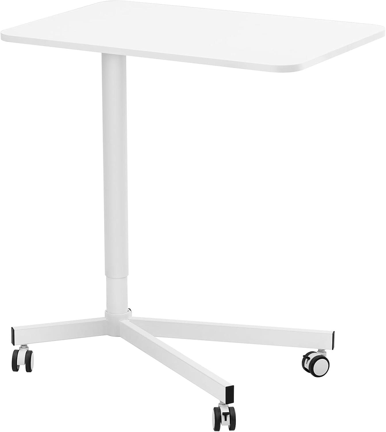 Mobile Standing Desk, 28.5"-44.2" Gas-Spring Height Adjustable Sit-Stand Desk, 360° Swivel Wheels (2 Lockable) Portable Rolling Laptop Table Computer Cart for Home Office School, 44LBS Loading