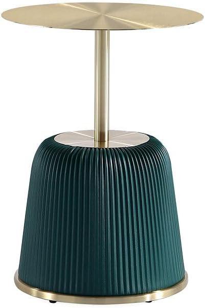 Manhattan Comfort Anderson Modern Leatherette Upholstered End Table with Gold Tabletop Green: Stainless Steel, No Assembly Required
