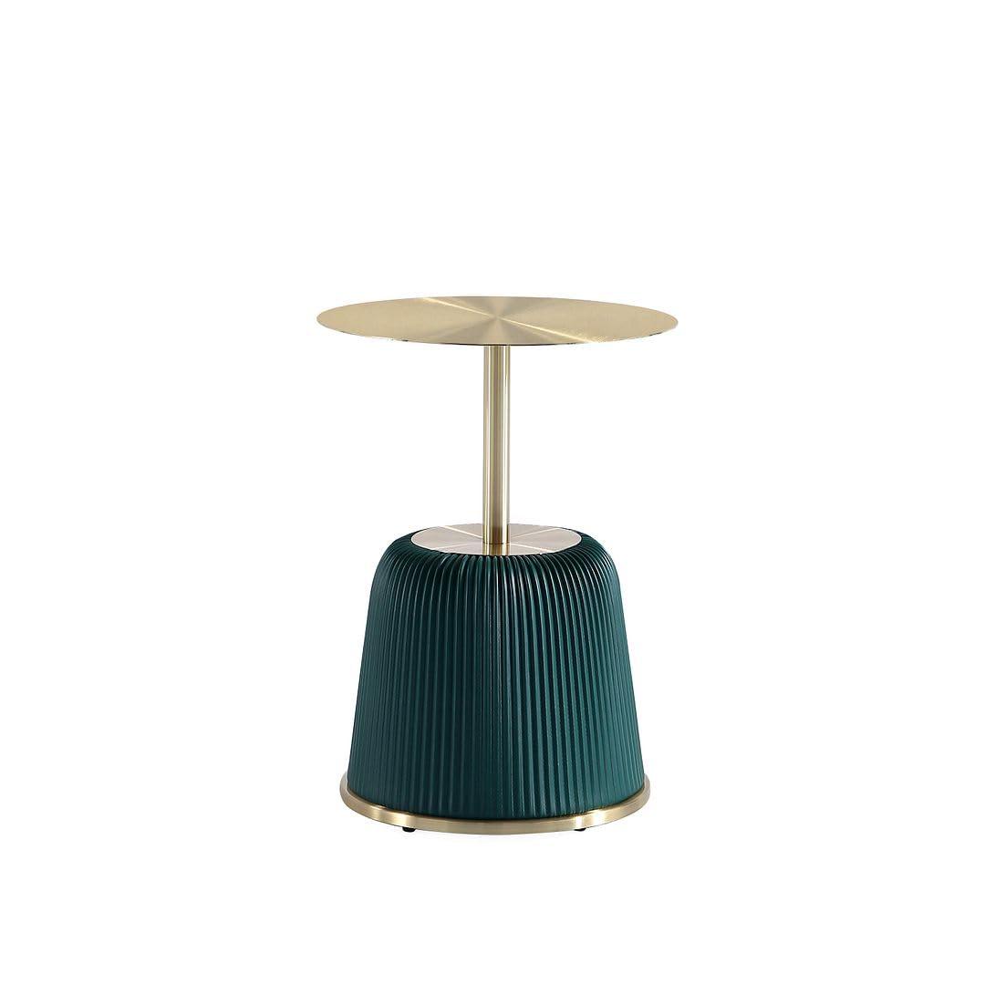 Manhattan Comfort Anderson Modern Leatherette Upholstered End Table with Gold Tabletop Green: Stainless Steel, No Assembly Required