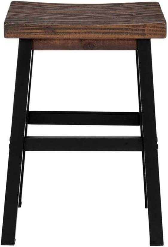 26" Pomona Reclaimed Wood Counter Height Barstool with Metal Legs Brown - Alaterre Furniture