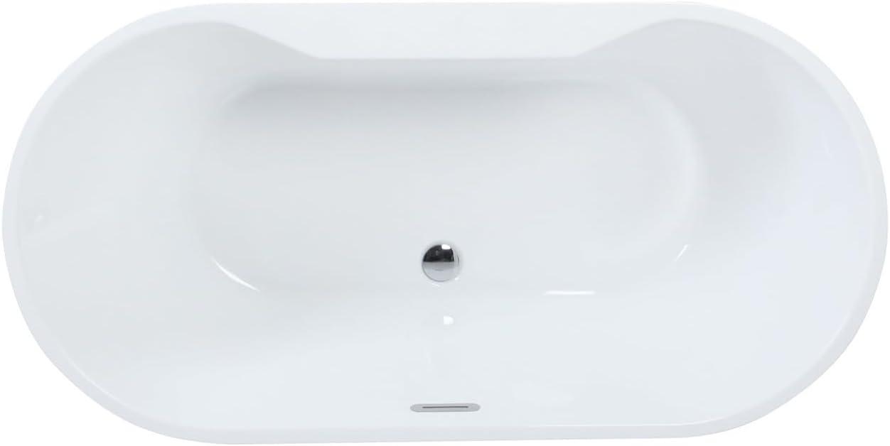 Kingston Brass Kingston Brass Aqua Eden 66-5/16-Inch Acrylic Oval Double Ended Freestanding Tub with Drain VTDE673223