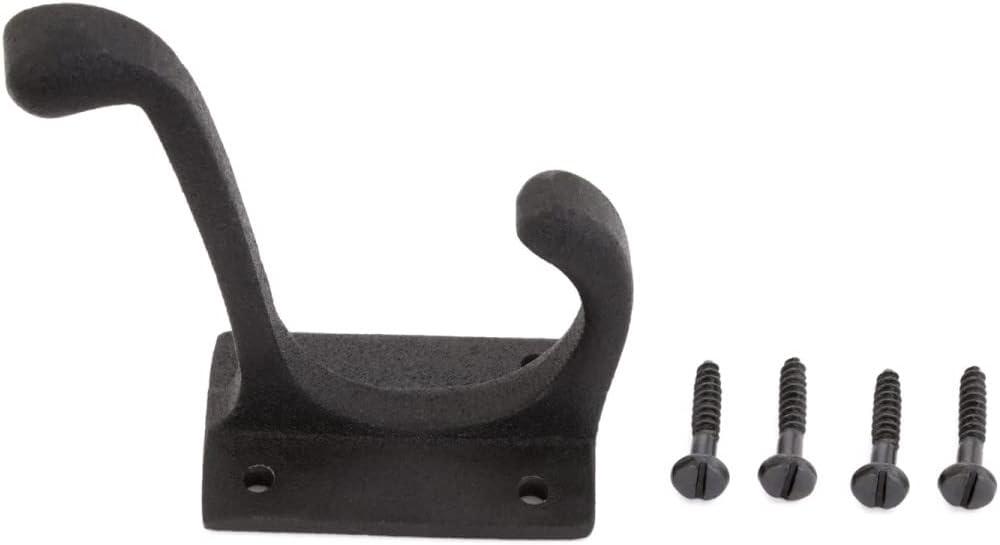 The Renovators Supply Inc. 25845 Wrought Iron Double Wall Mounted Robe Hook (Set of 3)